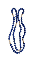 Lapis Necklace with 14K Gold & Pearl Accents 34inches