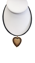 Heart Locket Necklace with Garnet Stones, 14k Yellow Gold