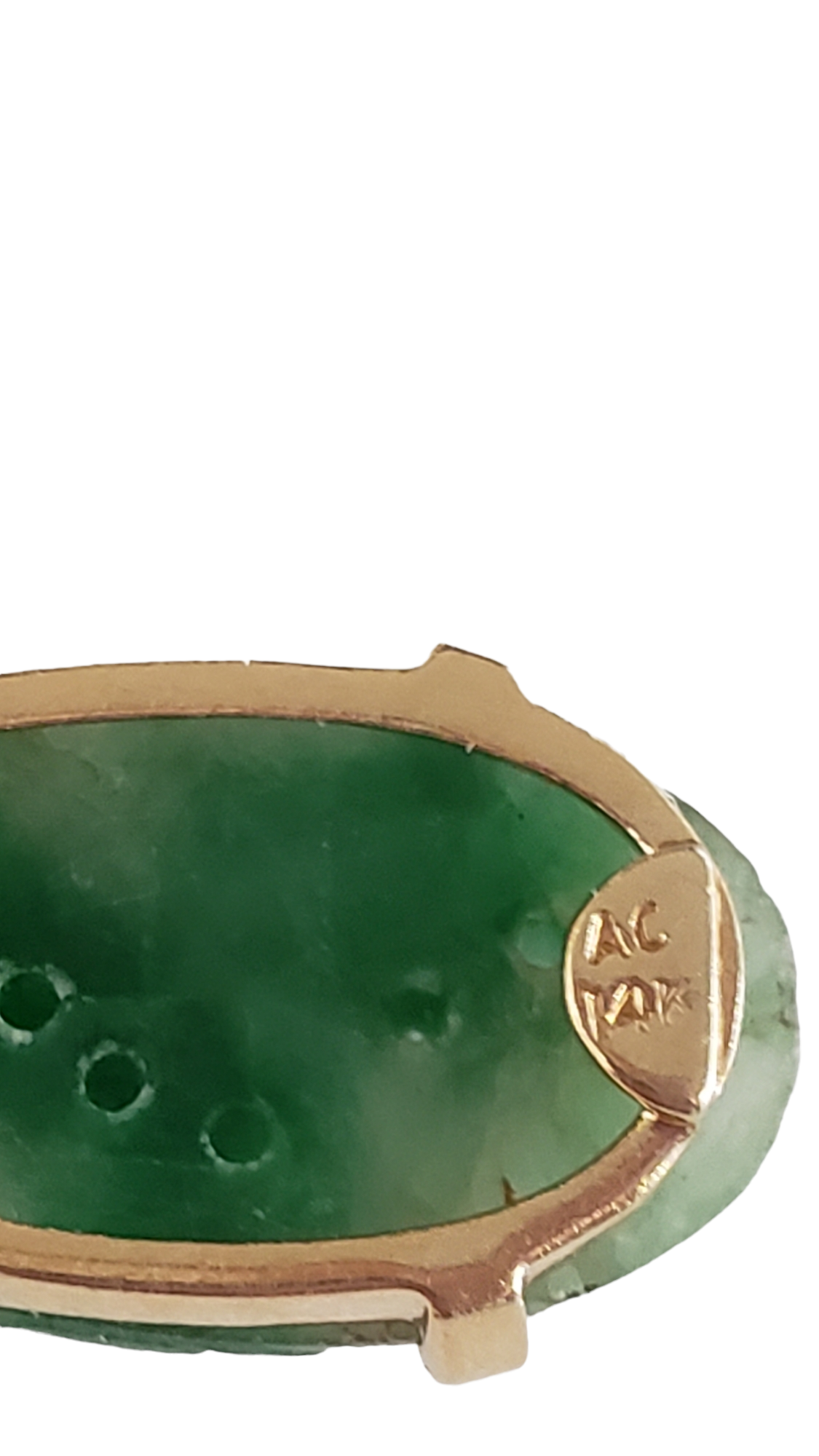 Carved Jade Necklace, 14kt Yellow Gold