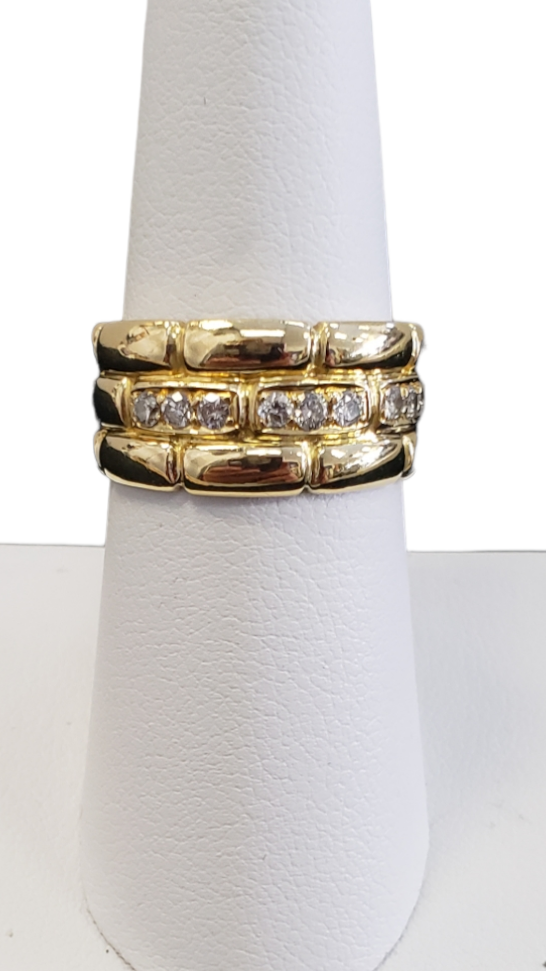 Diamond and Yellow Gold Wide band Ring, 18kt yellow gold