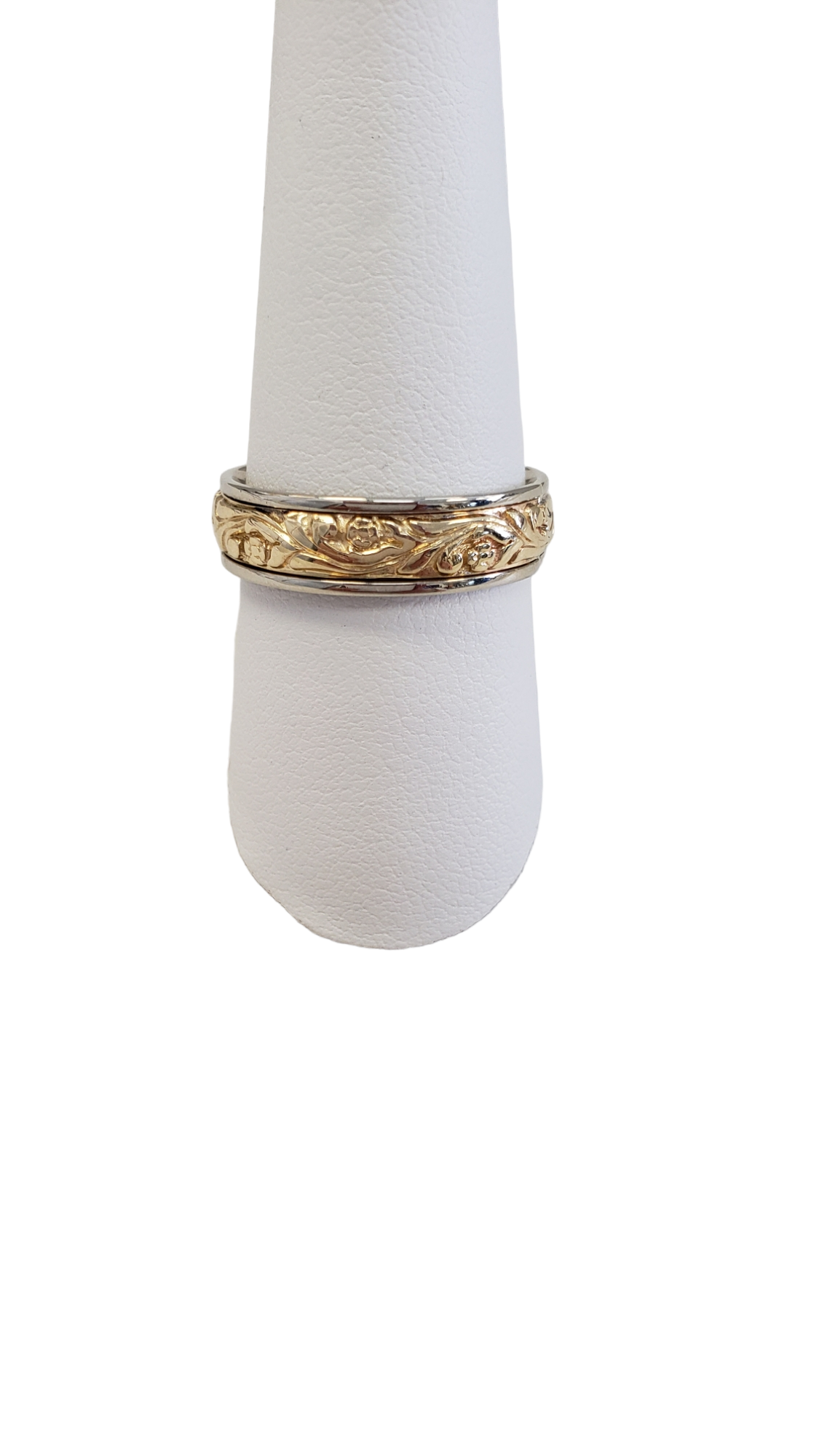 Gold Band Ring Two-Tone 14k White and Yellow Gold