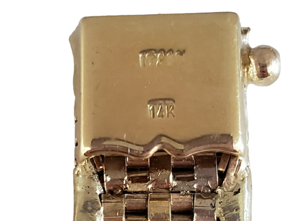 Tri-Color 14kt Gold Bracelet W/5 Rows of Weaved Mesh Design