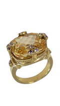 Judith Ripka Yellow Stone and White diamonds 18kt Yellow Gold Ring