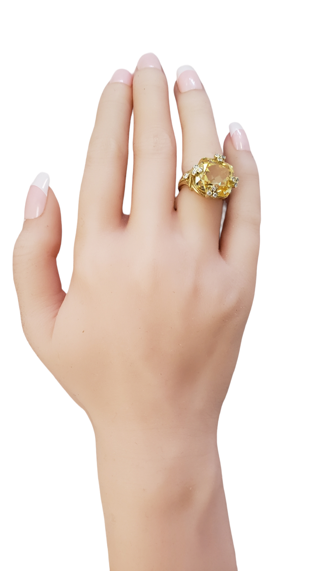 Judith Ripka Yellow Stone and White diamonds 18kt Yellow Gold Ring