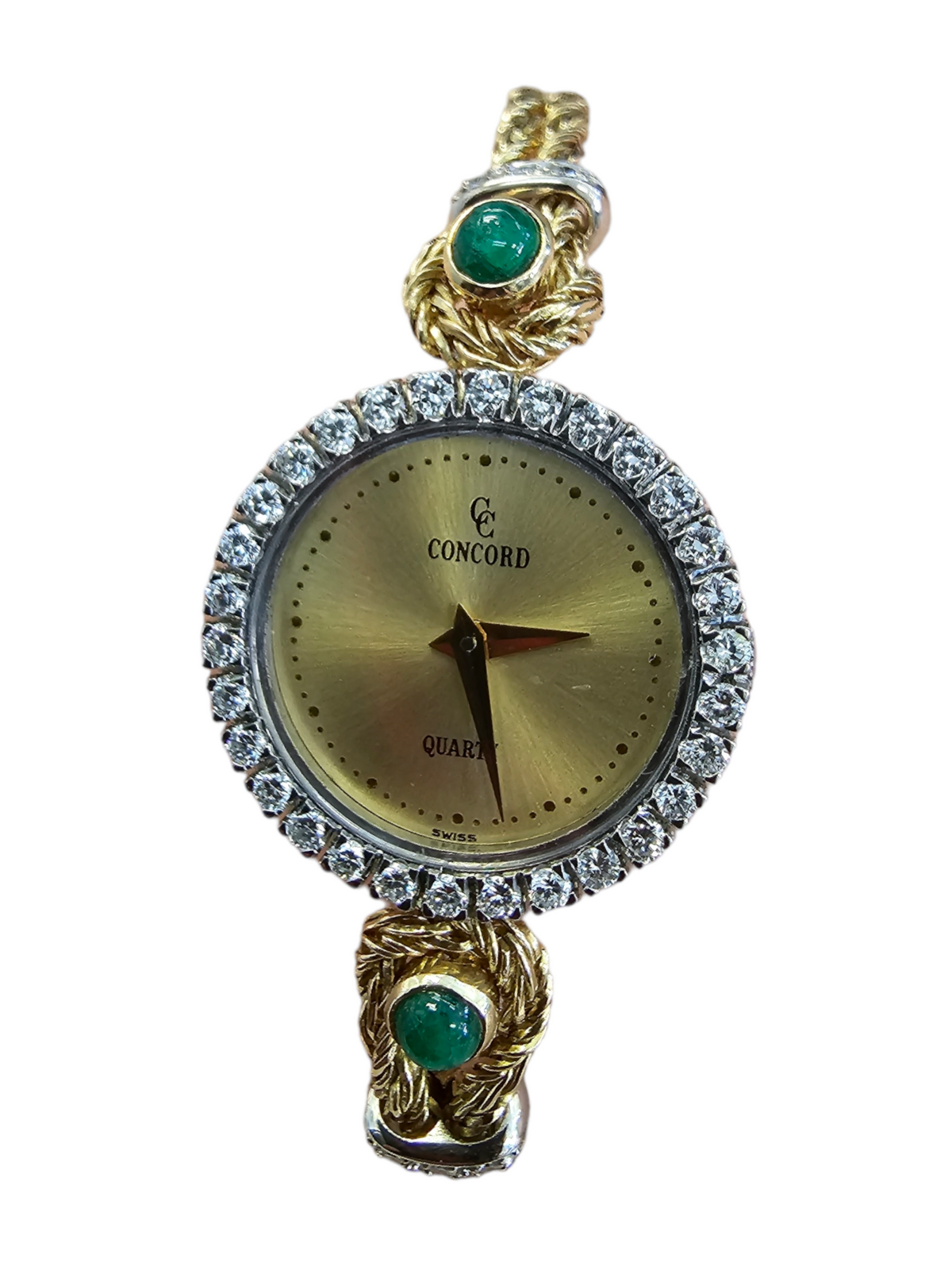 Concord Vintage Ladies 18kt Yellow Gold Watch Diamond and Emeralds