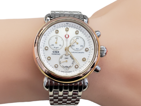 Michele CSX-36 Chronograph Mother of Pearl Dial Two-Tone Diamond Watch