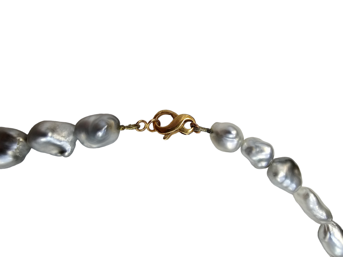 Baroque Large Silver Pearl Necklace