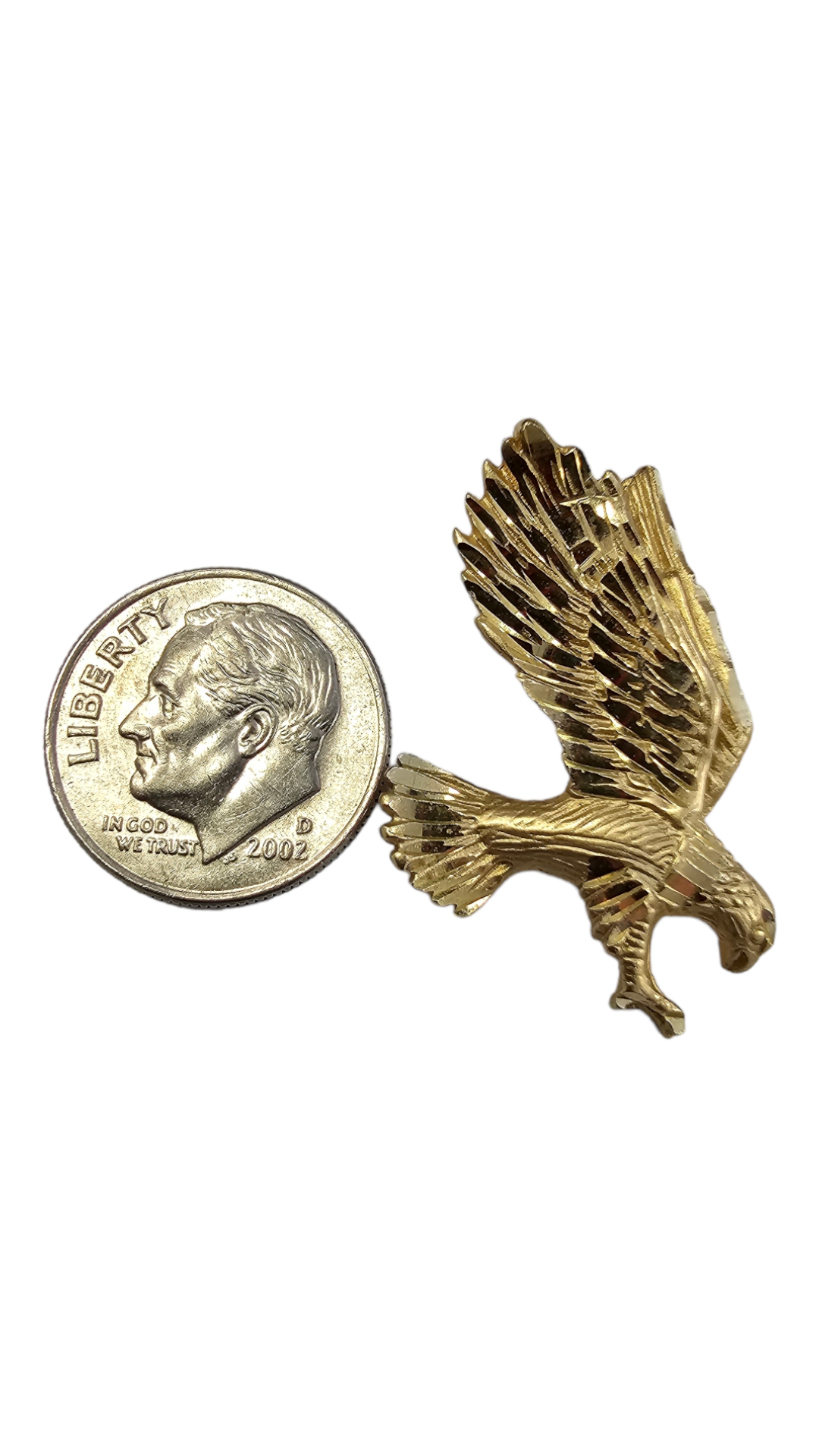 Diamond Cut Eagle Pendant New w/o tags, 14k Yellow Gold