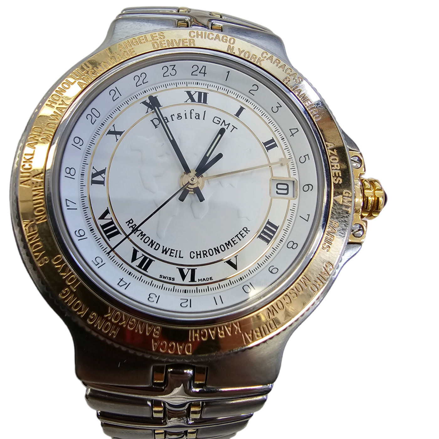 18Kt Yellow gold and Stainless Steel Raymond Weil Parsifal GMT 18Kt Yellow gold and Stainless Steel Raymond Weil Parsifal GMT