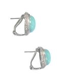Sleeping Beauty Turquoise and Diamond Earrings, 14kt White Gold stud Earrings