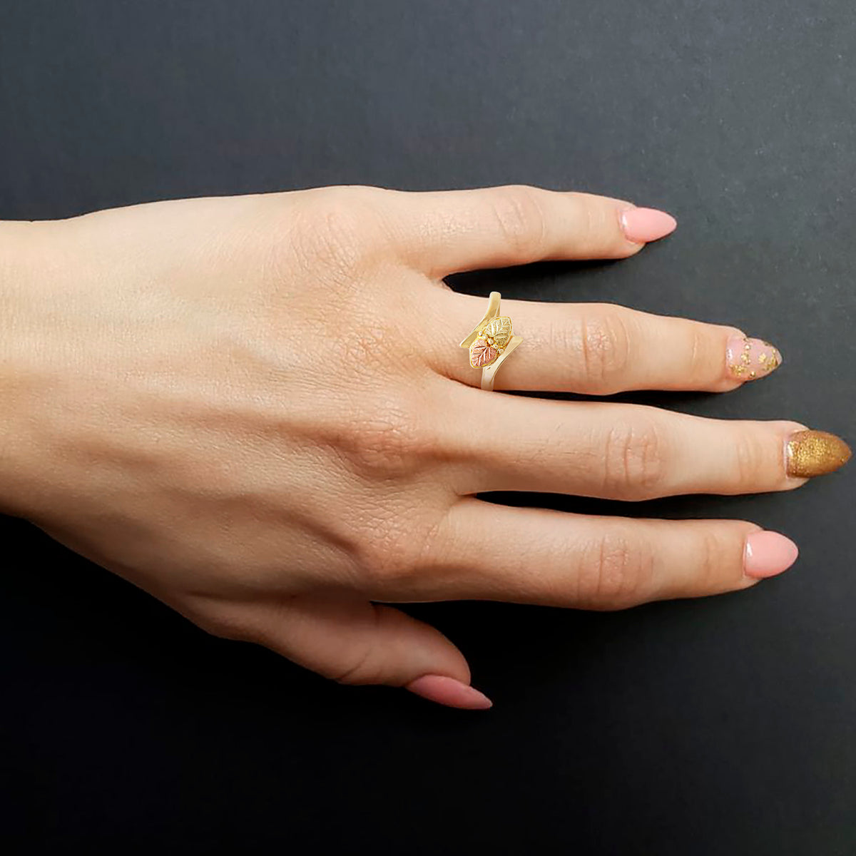 Tri-color Gold Leaf Ring