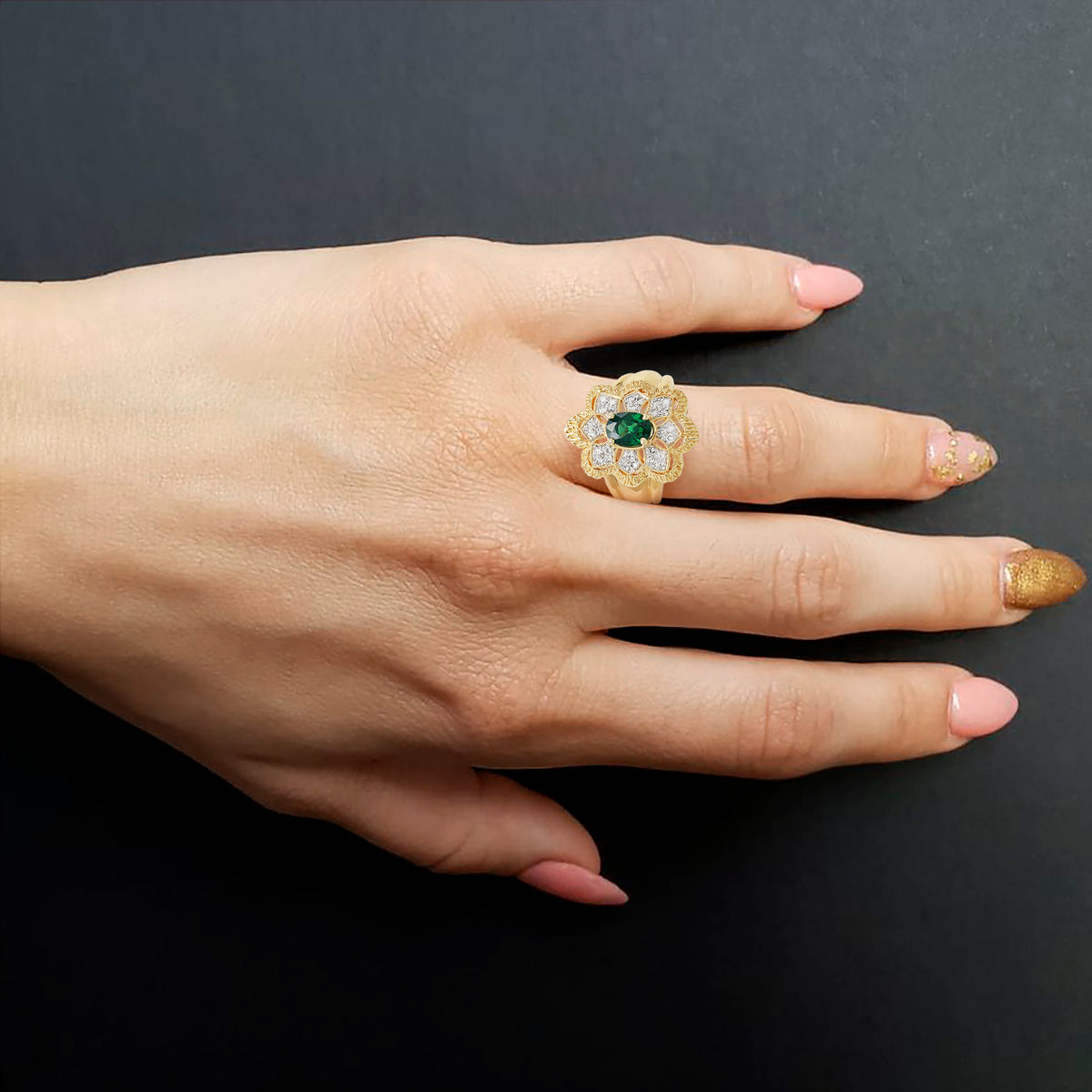 Flower Tsavorite Ring