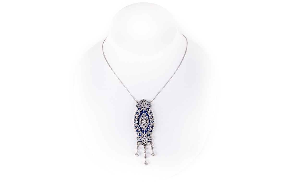 Rose Cut Diamond and Crystal Overlay Pendant Necklace