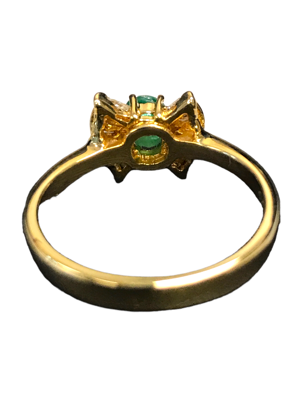 14k Yellow Gold Emerald and Diamond Ladies Ring Size 6.5(US)