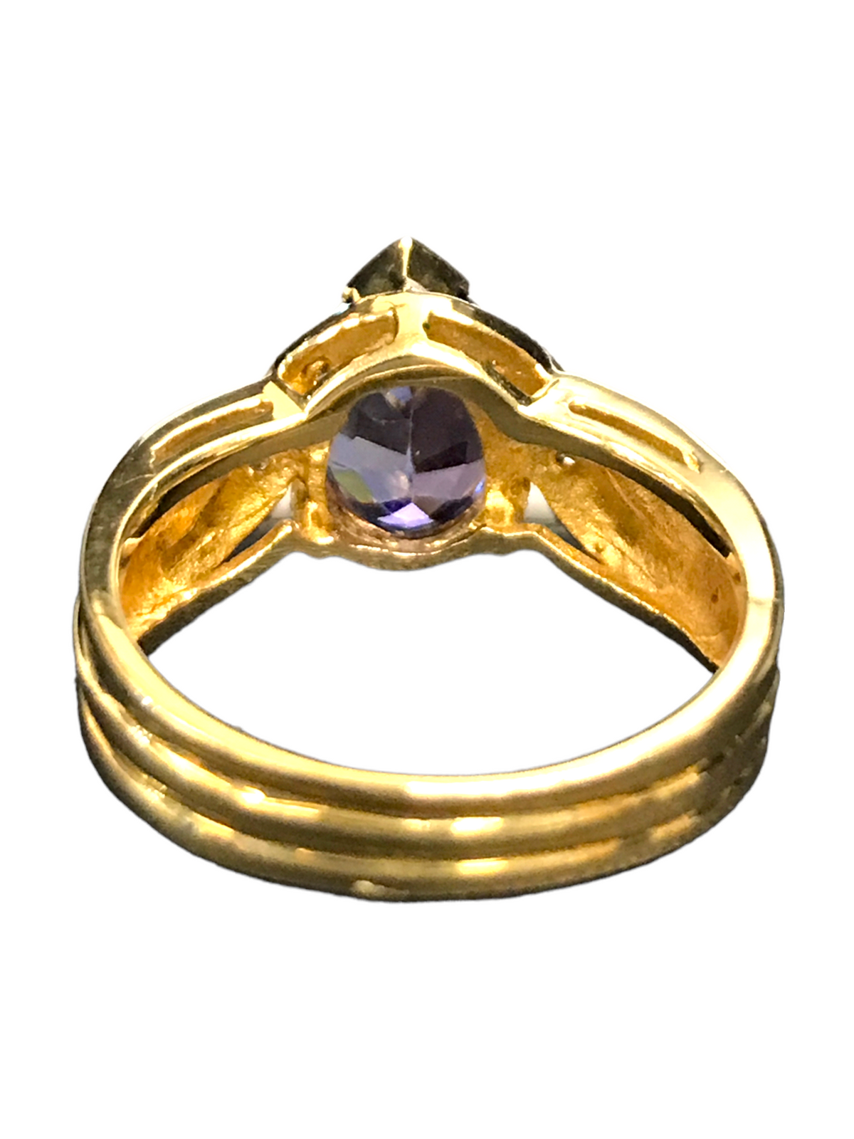14K Yellow Gold Oval Tanzanite and Diamond Ladies Ring Size 6