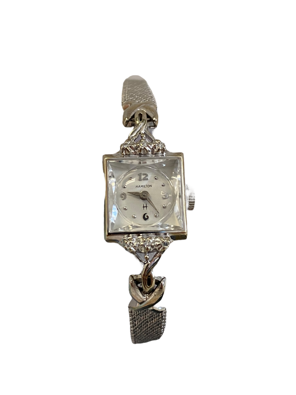 Vintage Hamilton 14K White Gold and Yellow Gold Case Diamond Women's Watch