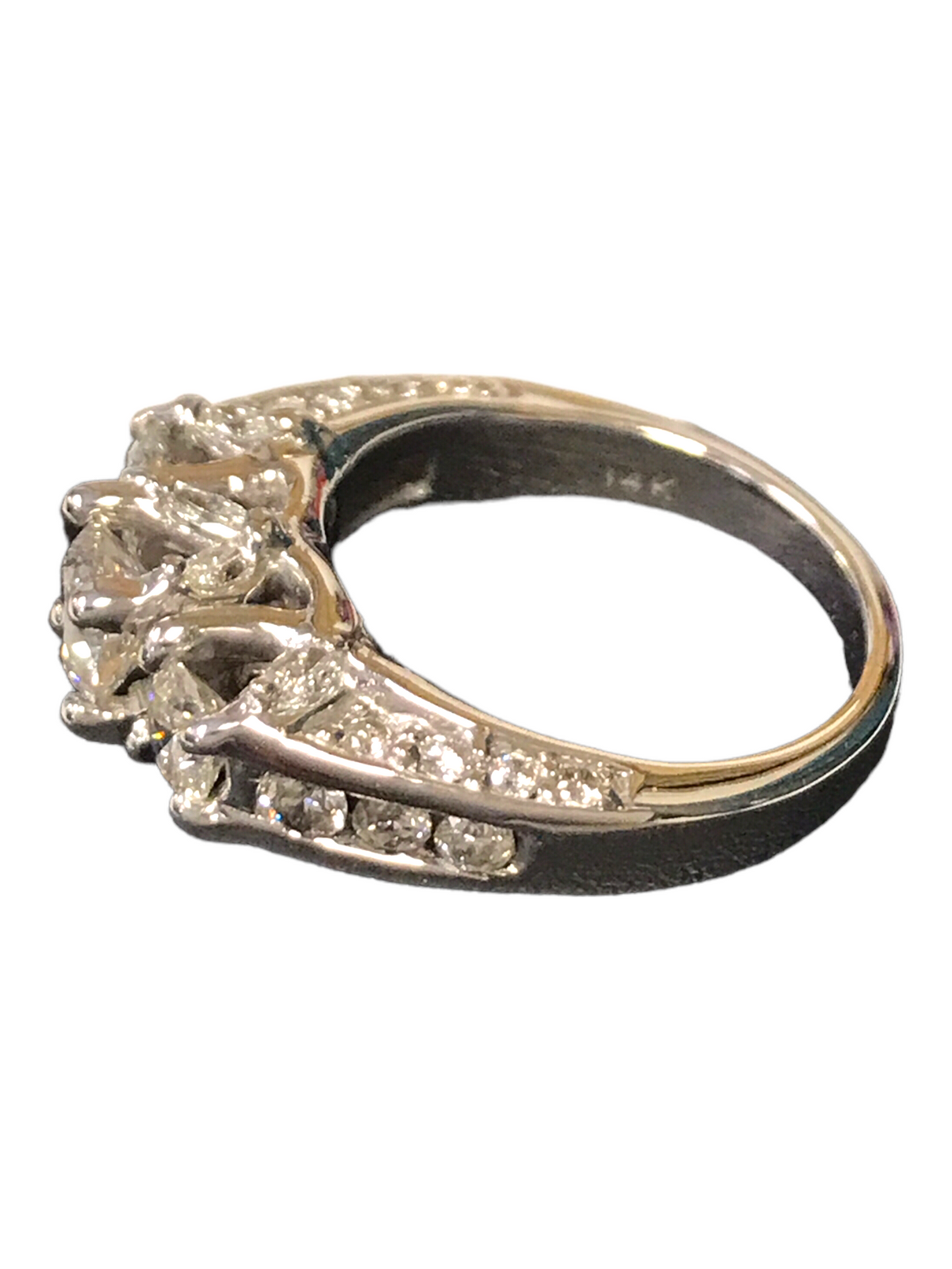 14K White Gold Diamond Ladies Engagement Ring Size 5