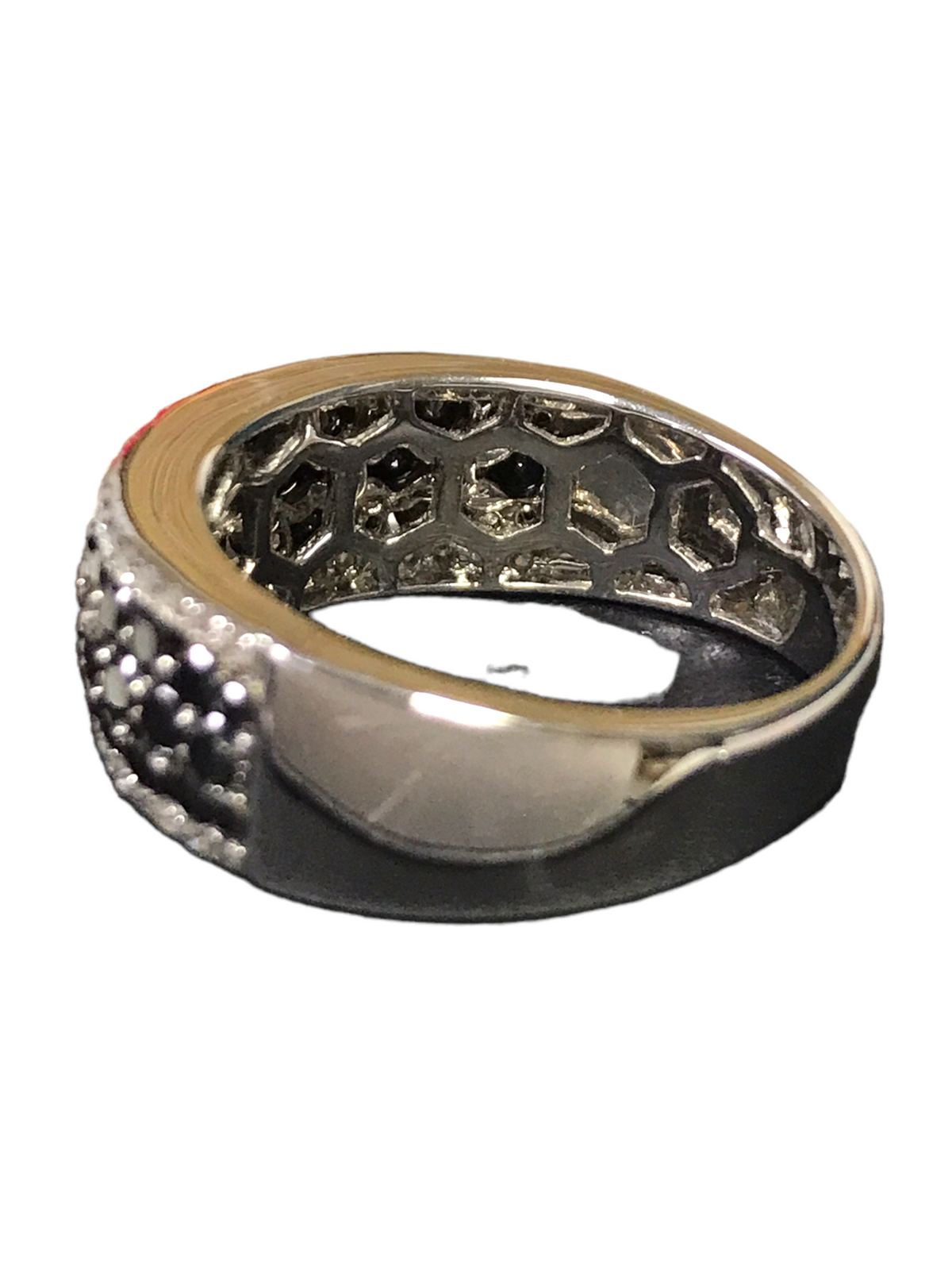 14K White Gold Black Diamond Ladies Ring Size 7